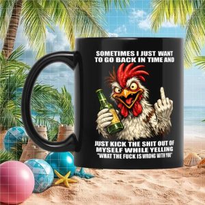 Funny Chicken Drinking Beer Sarcastic Time Travel Regret Gift Ceramic Ceramic Mug