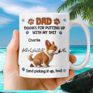 Funny Dog Dad Gift Thanks For Picking Up Poop Corgi Owner Present For Him Mug