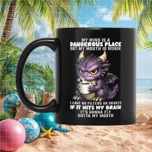 Funny Dragon No Filter Personality Sarcastic Mindset Gift for Men and Ceramic Mug