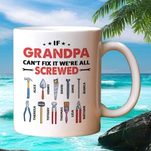 Funny Grandpa Fix It Tools Custom Name Personalized Gift for Grandfather Retirement Ceramic Mug