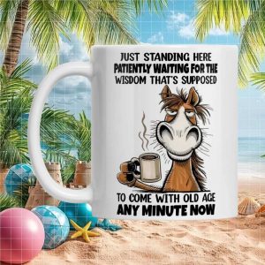 Funny Horse Old Age Wisdom Waiting Sarcastic Coffee Lover Novelty Ceramic Gift Idea Mug
