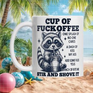 Funny Raccoon Cup of Fuckoffee Sarcastic Office Humor Gift for Men and Ceramic Mug