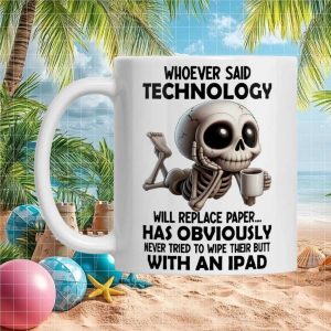Funny Skeleton Technology Paper Toilet Humor Sarcastic Gift Ceramic Ceramic Mug