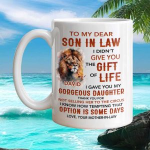 Funny Son in Law Gift from Mother in Law Humorous Lion Ceramic Coffee Mug