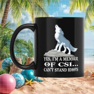 Funny Wolf CSI Can't Stand Idiots Sarcastic Office Humor Gift For Coworkers Friends Mug