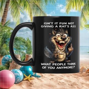 Funny Wolf Not Giving A Rat's Ass Sarcastic Attitude Rude Humor Ceramic Mug