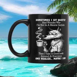 Funny Wolf Sarcastic Mental Asylum Quote Novelty Ceramic Gift for Coworkers Mug