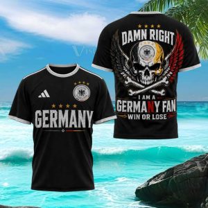 Germany Soccer Fan Skull Winged Patriotic Graphic T Shirt