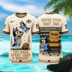 Green Bay Packers Bluey Dad Memorial Knit Style T Shirt