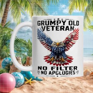 Grumpy Old Veteran No Filter No Apologies Patriotic Eagle American Pride Gift For Him Mug