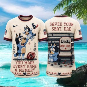 Houston Texans Bluey Father Memorial Keepsake T Shirt