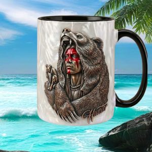 Hunter Native American Bear Spirit Totem Traditional Cultural Artwork Gift For Men Mug