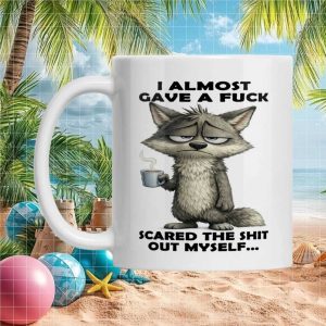 I Almost Gave A Fuck Funny Wolf Expression Sarcastic Animal Gift for Office Mug