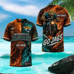 Jacksonville Jaguars Harley Davidson Biker Mascot T Shirt