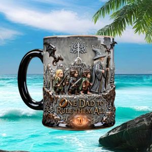 Lord of the Rings Fatherhood Tribute One Dad to Rule Them All Personalized Gift Mug
