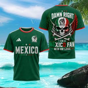Mexico Soccer Skull Wing Fan Win Or Lose Offical T Shirt