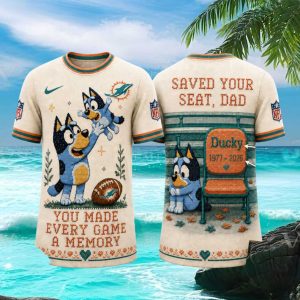 Miami Dolphins Bluey Dad Memorial Tribute Knit T Shirt