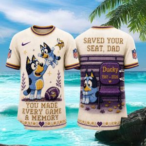 Minnesota Vikings Bluey Cartoon Memorial Dad Gift T Shirt