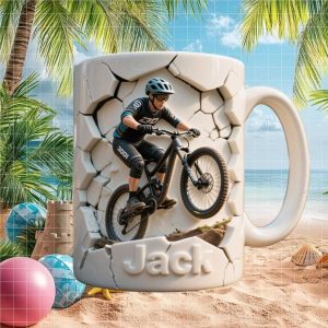 Mountain Biker Jack Extreme Sports Cycling Dirt Trail Hobby Personalized Custom Name Ceramic Mug