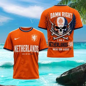 Netherlands National Soccer Team Lion Skull Fan T Shirt