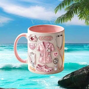 Nurse Olivia Personalized Medical Professional Gift Scrub Hat Stethoscope Heart Caregiver Appreciation Mug