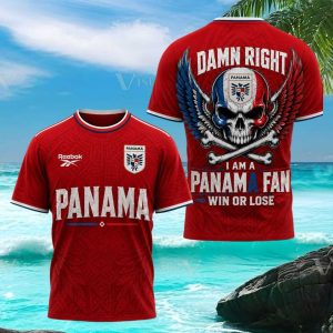 Panama Soccer Fan Skull Grunge Style T Shirt