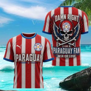Paraguay National Soccer Team Skull Winged Fan T Shirt