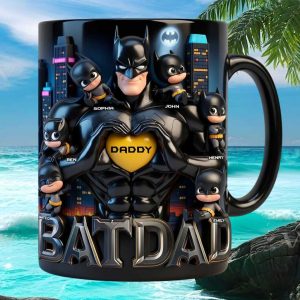 Personalized Batdad Superhero Father Day Gift for Dad with Children Names Ceramic Mug