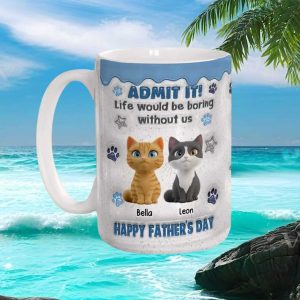 Personalized Cat Dad Gift Funny Custom Names Father's Day Cute Pet Owner Mug
