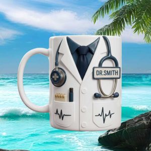 Personalized Doctor Medical Professional Custom Name White Lab Coat Gift For Physician Ceramic Mug