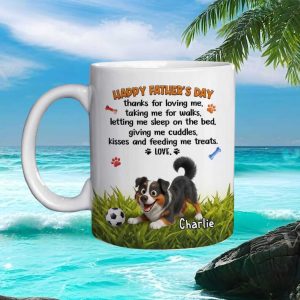 Personalized Dog Dad Father's Day Gift Australian Shepherd Custom Name Loving Pet Owner Mug