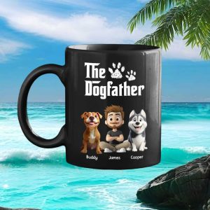 Personalized Dog Dad The Dogfather Custom Pet Name Gift for Him Father's Day Mug