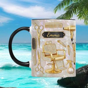 Personalized Hairstylist Barber Salon Equipment Gold Luxury Gift For Her Hairdresser Ceramic Ceramic Mug