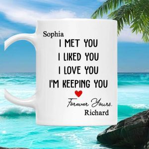 Personalized Name Love Message for Sophia and Richard Couple Gift Anniversary Ceramic Mug