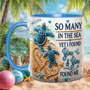 Personalized Sea Turtles Andrew and Sophia Love Keepsake Wedding Anniversary Gift Ceramic Mug