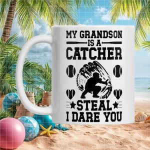 Proud Grandmother of Catcher Baseball Grandson Sports Lover Team Supporter Gift Ceramic Mug