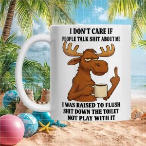 Rude Moose Dealing With Haters Don't Care Sarcastic Humor Funny Office Desk Ceramic Mug