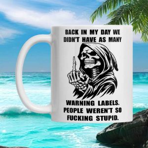 Sarcastic Reaper Warning Labels Funny Saying Retro Style Gift for Men Women Ceramic Mug