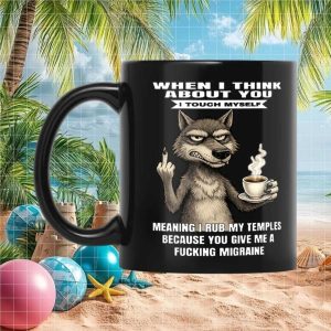 Sarcastic Wolf Migraine Funny Saying Angry Coffee Lover Unique Novelty Ceramic Gift Item Mug