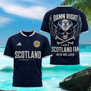 Scotland Soccer Fan Skull Grunge Style T Shirt