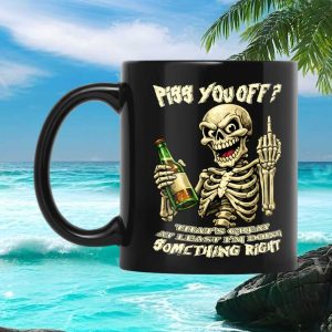 Skeleton Beer Drinking Funny Sarcastic Quote Gift for Men Women Ceramic Tea Mug