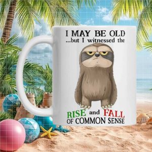Sloth Common Sense Quote Funny Animal Gift for Men Women Coffee Lover Ceramic Mug