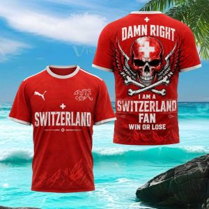 Switzerland Soccer Team Mountain Skull Fan T Shirt