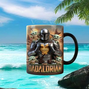 The Dadalorian Star Wars Inspired Dad and Kids Custom Name Personalized Coffee Ceramic Mug