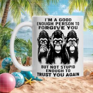 Three Wise Monkeys Stoic Forgiveness Attitude Humor Funny Sarcastic Gift for Men Ceramic Mug