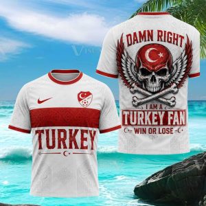 Turkey Soccer Fan Skull Grunge Style T Shirt