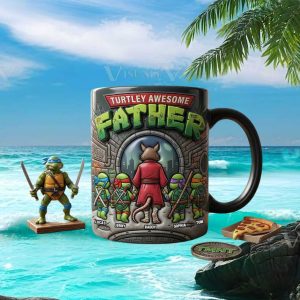 Turtley Awesome Father Teenage Mutant Ninja Turtles Custom Name Family Gift Ceramic Mug