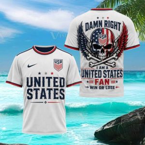 USA Soccer Fan Skull Grunge Style T Shirt