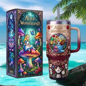 Alice In Wonderland Stained Glass Mushroom Tea Tumbler Alice In Wonderland Stained Glass Mushroom Tea Tumbler