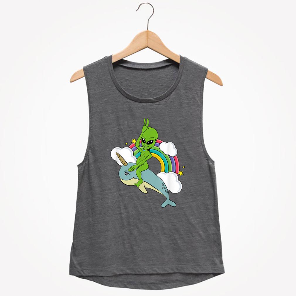 Alien Riding The Narwhal UFO Mythical shirt